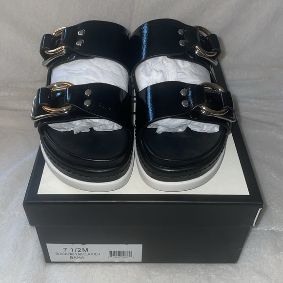 NWT J/SLIDES BAHA Black Naplak Leather Sandal - Picture 6 of 14